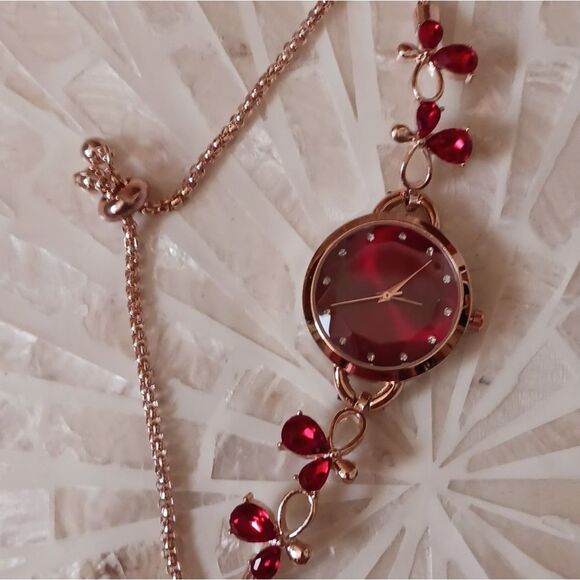 Women's Red Stones Adjustable Watch - Picture 10 of 15